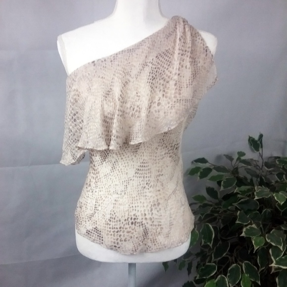 White House Black Market Tops - White House Black Market 1 Shoulder Ruffle Blouse